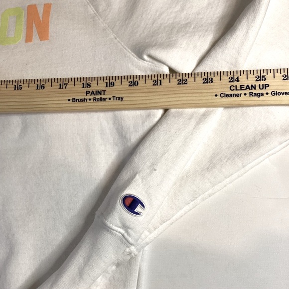 VTG Champion L Authentic Athleticwear Logo Crew Pullover Sweatshirt White EUC - Picture 13 of 16